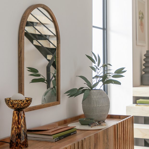 Habitat Mango Wood Arch Wall Mirror 70x50cm, UK version