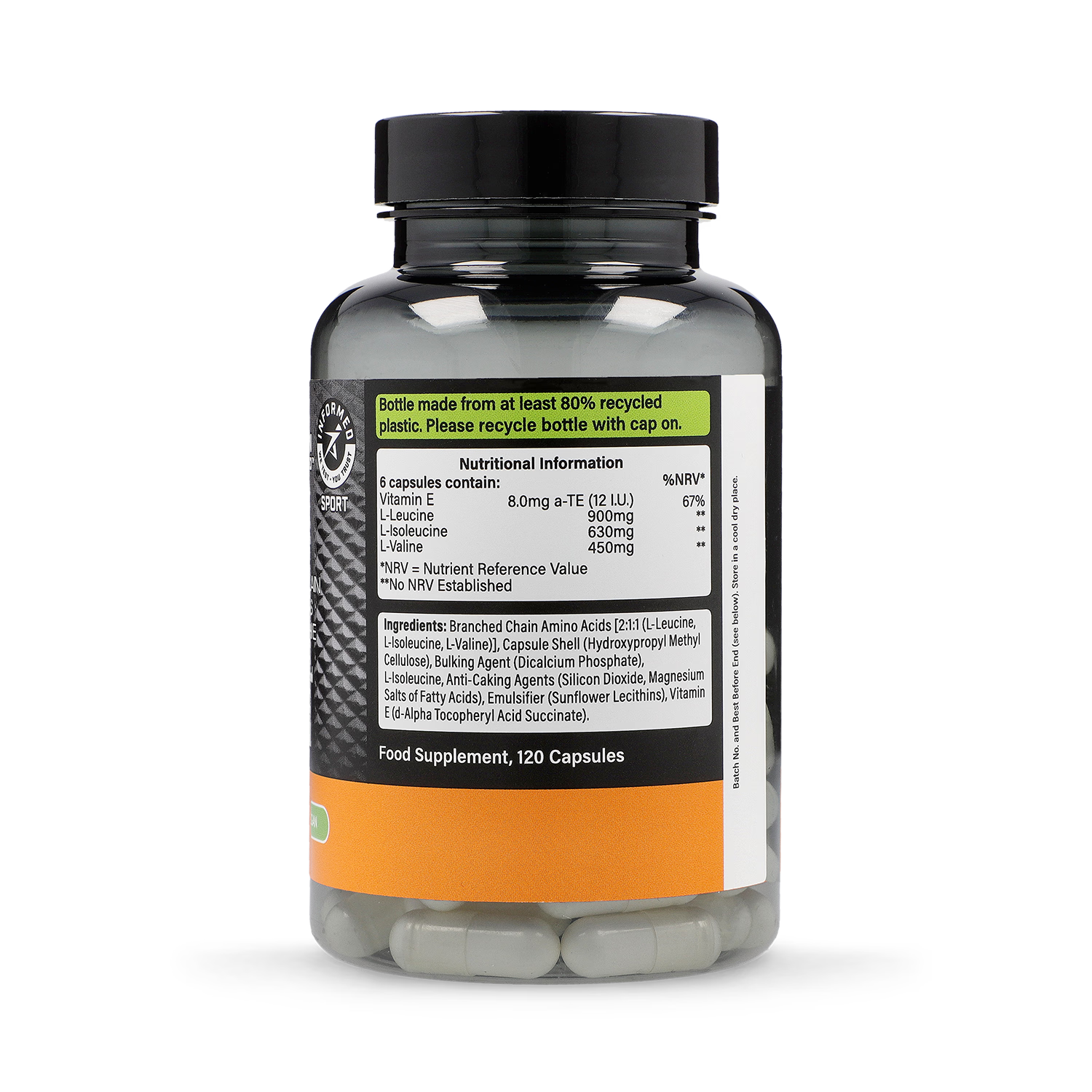 BCAA capsules branched chain amino acids 120 count - British product