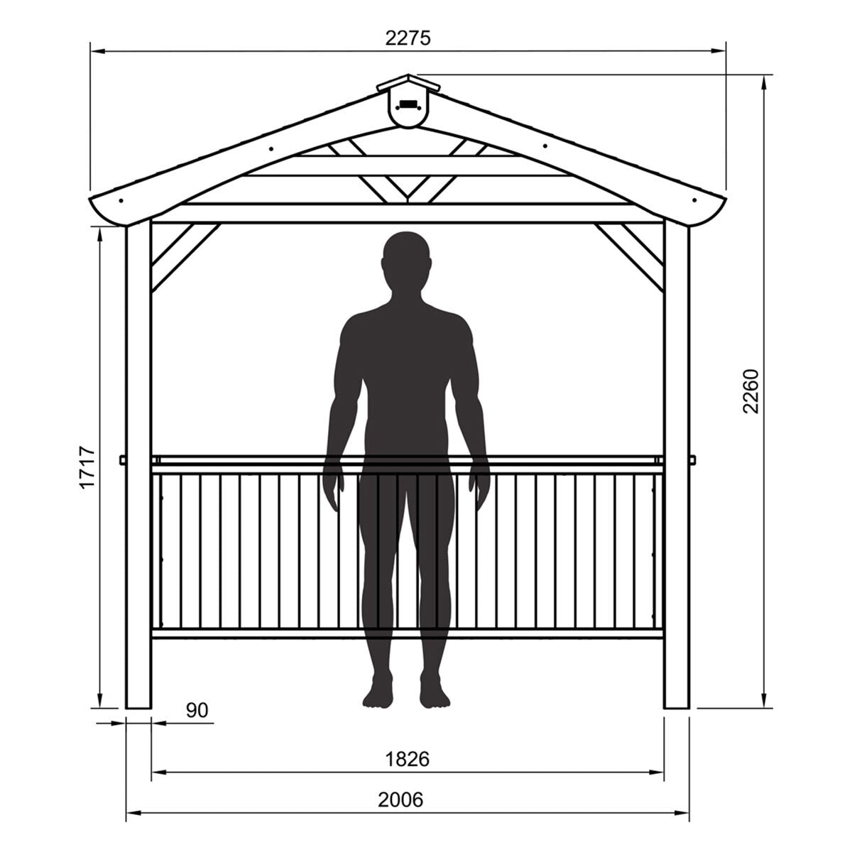 Zest 7ft 5" x 4ft 6" (2.26 x 1.38m) Wooden BBQ Grilling Pavilion GOODS Costco UK