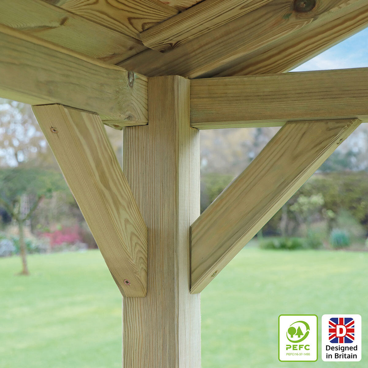 Zest 7ft 5 x 4ft 6 (2.26 x 1.38m) Wooden BBQ Grilling Pavilion