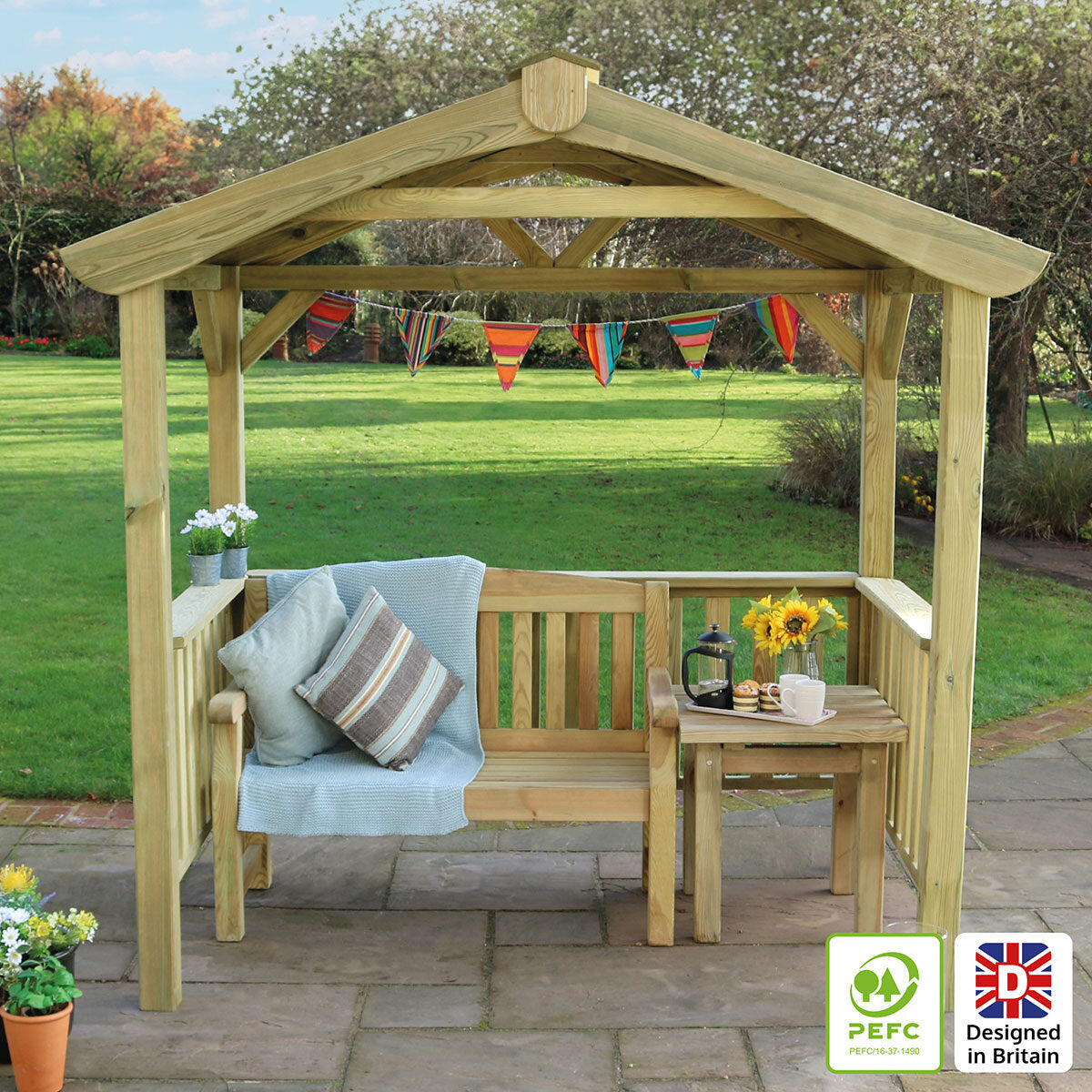 Zest 7ft 5" x 4ft 6" (2.26 x 1.38m) Wooden BBQ Grilling Pavilion GOODS Costco UK