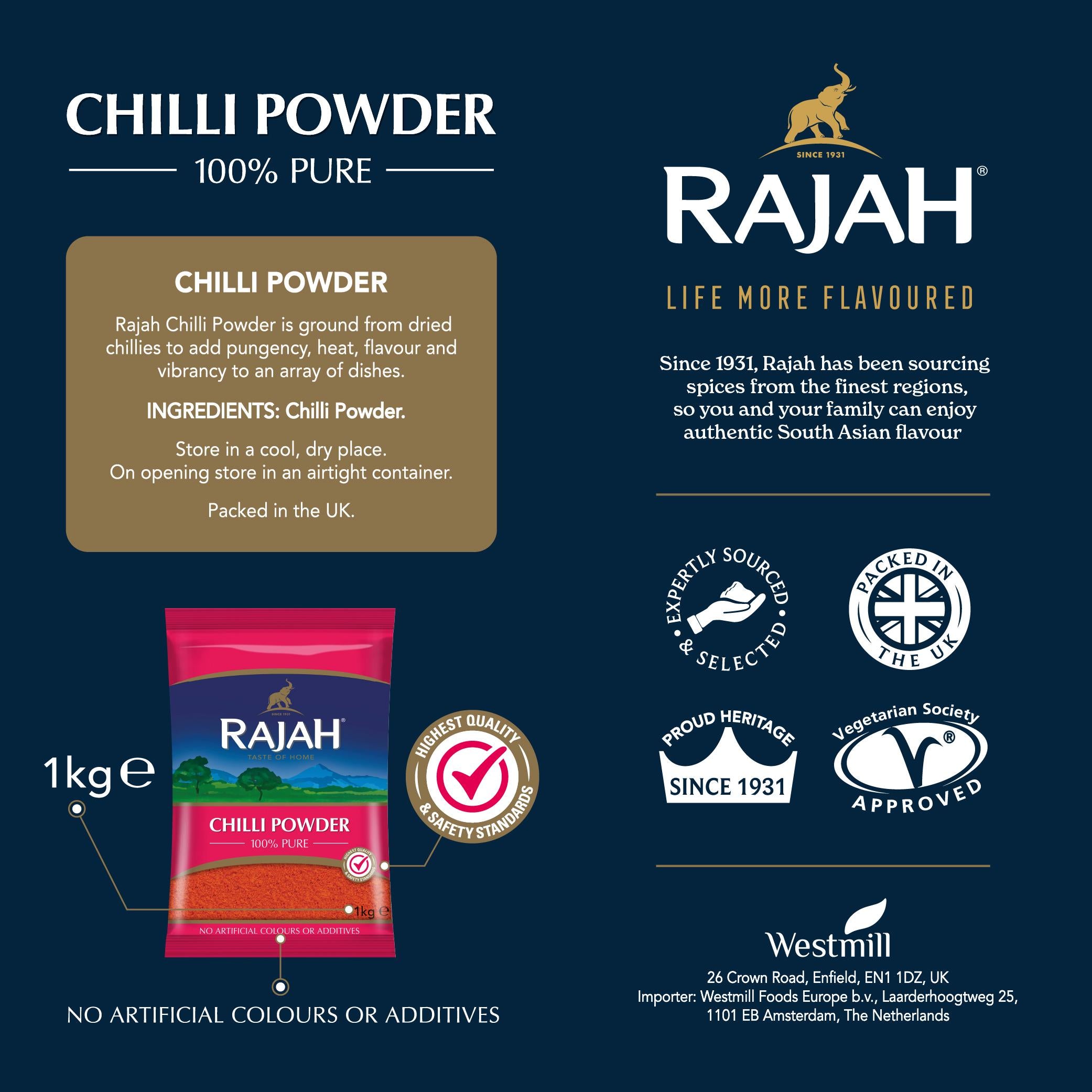 Rajah ground chilli powder 1kg - British product