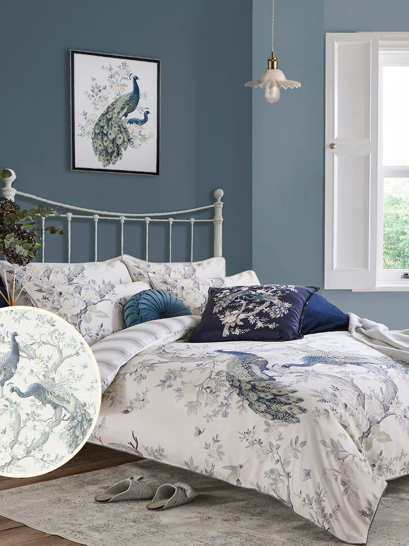 Laura Ashley Blue Midnight Belvedere duvet cover and pillowcase set, UK version