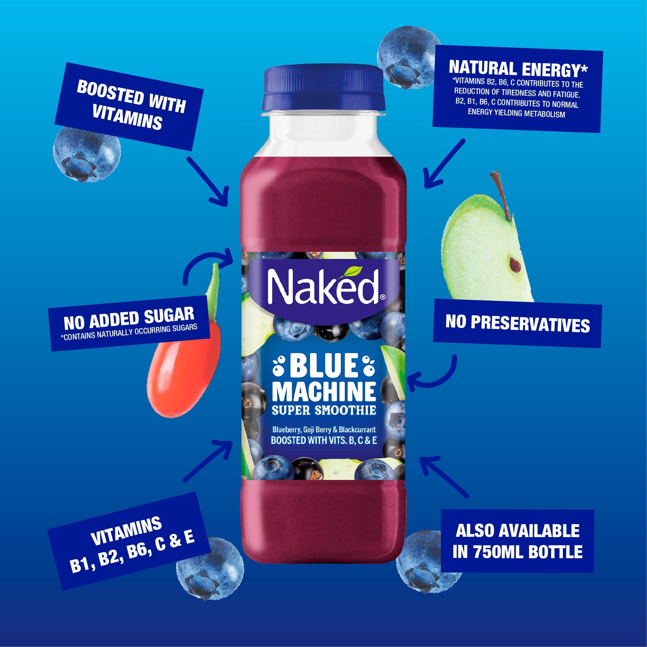 Naked Blue Machine super smoothie 300ml (British brand)