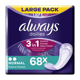 Always Dailies Normal Fresh & Protect Panty Liners x68 Women's Toiletries Boots   