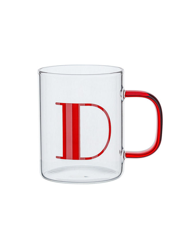 George Home Red Alphabet Glass Mug - D GOODS ASDA   