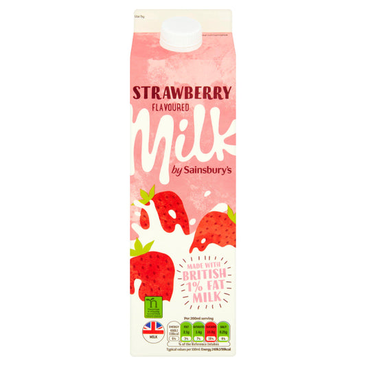 Sainsbury's Strawberry Milkshake 1L GOODS Sainsburys   