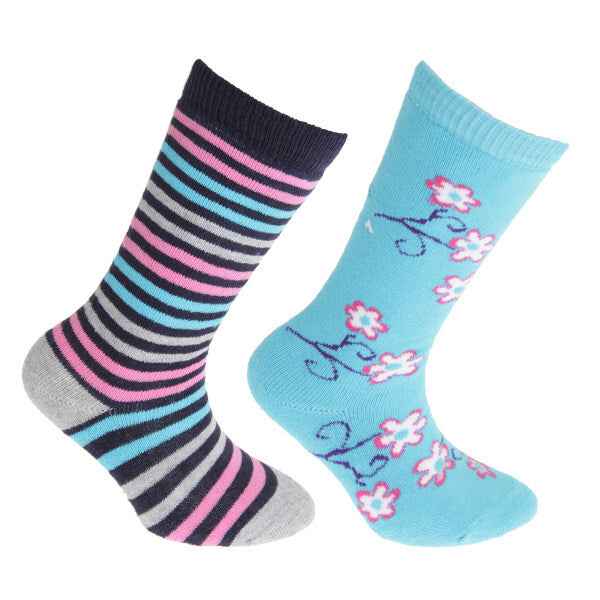 FLOSO Kids Cotton Rich Welly Socks (2 Pairs) (12.5 -3.5) GOODS Superdrug Blue/Pink  