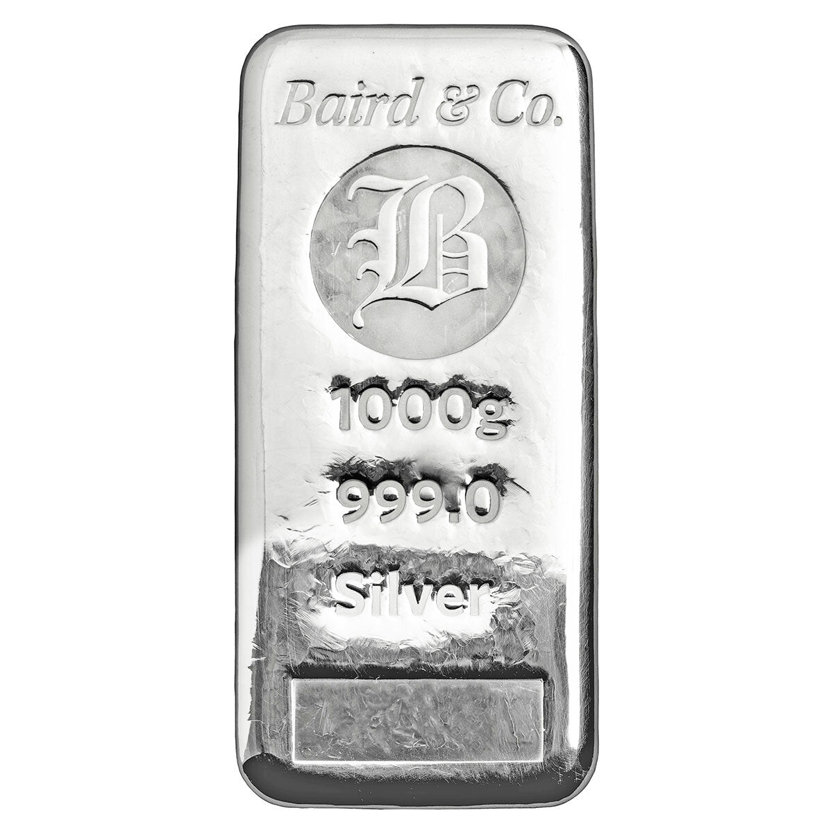 Baird & Co 1kg 999 pure silver cast bar - British product