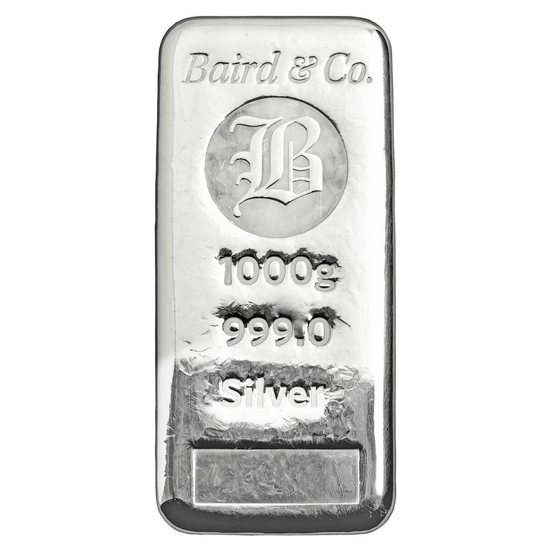 Baird & Co 1kg 999 pure silver cast bar - British product