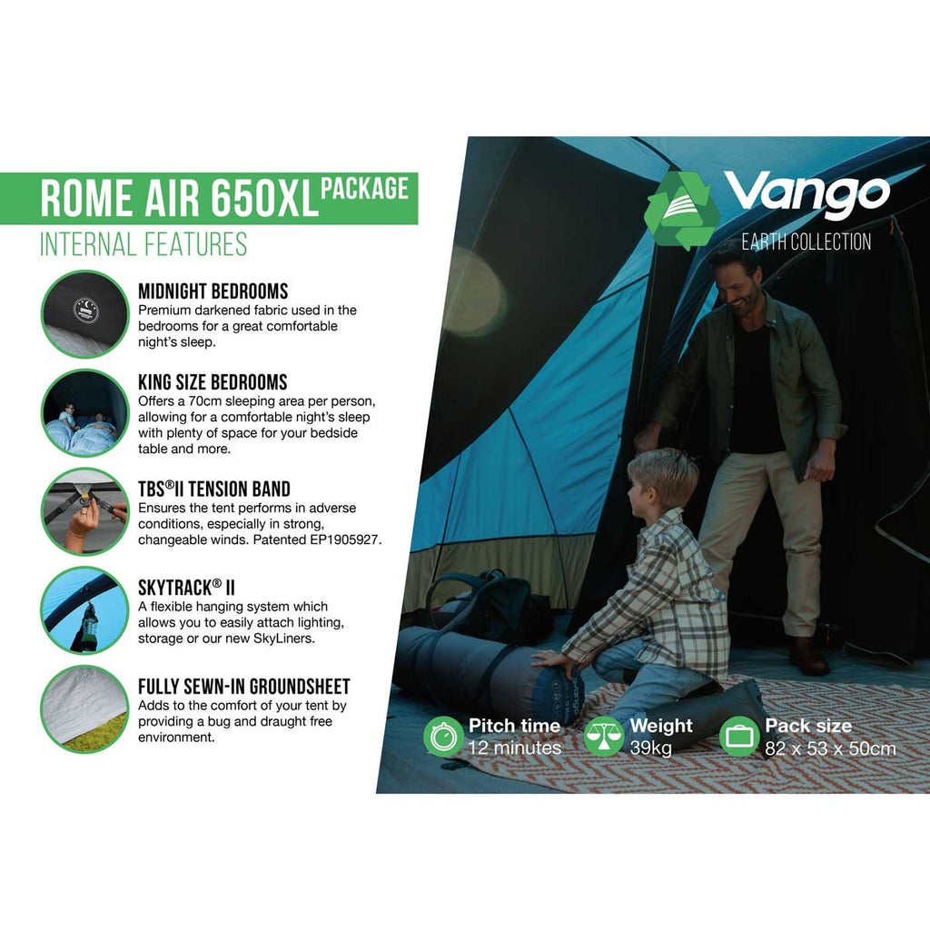 Vango Rome II Air 650 XL Tent Package, 6 Person