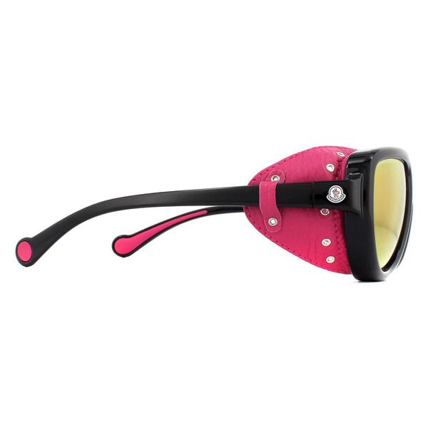 Moncler ML0089 black mirrored unisex sunglasses pilot style (British brand)
