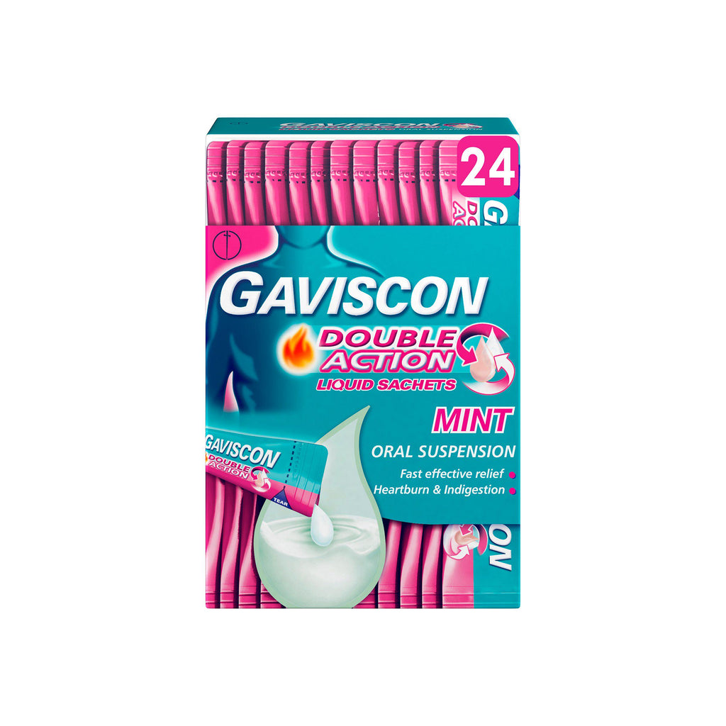 Gaviscon Double Action Heartburn & Indigestion Mint Flavour Sachets 24x10ml