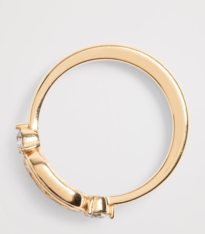 Valentino Garavani Crystal Ovalette logo ring - British product
