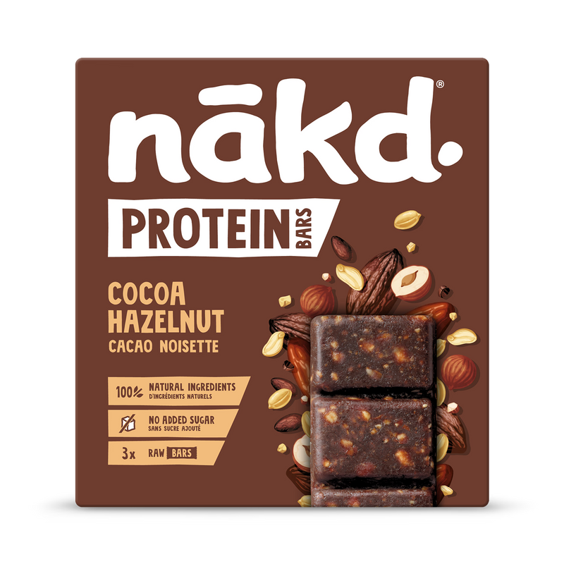 Nakd protein bar cocoa hazelnut 3x45g, UK version
