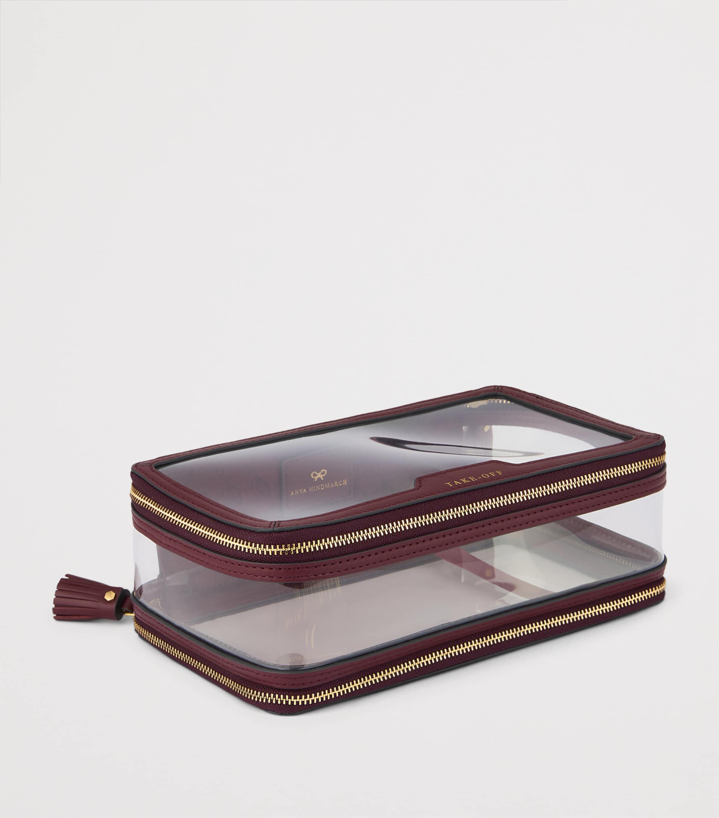 Anya Hindmarch transparent leather-trimmed in-flight case 22x12x7cm - British product