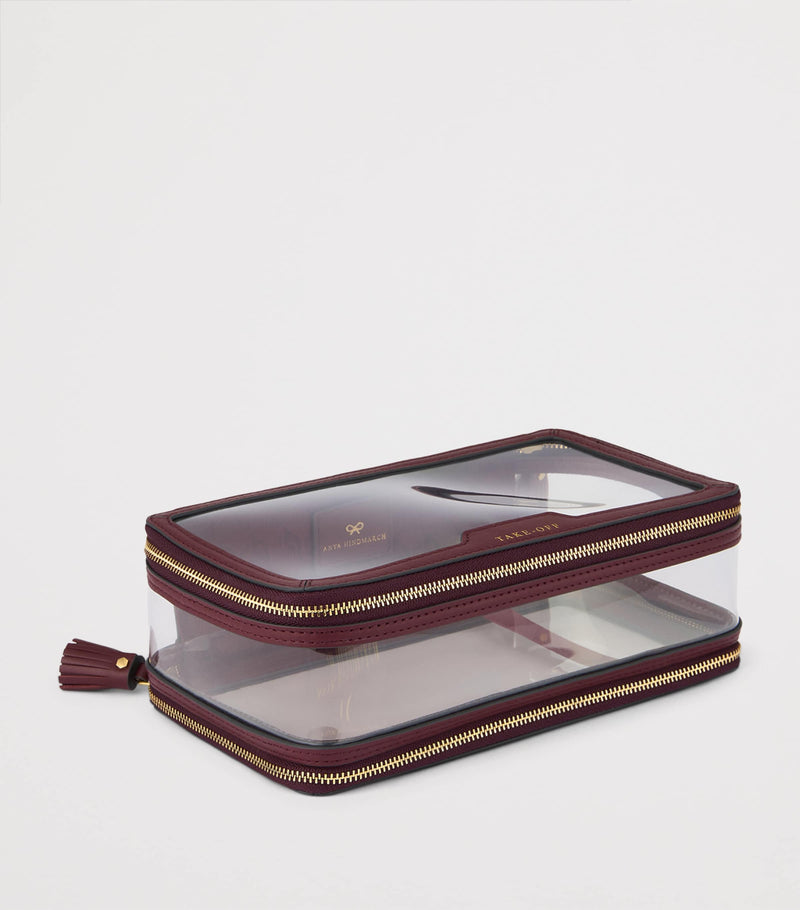 Anya Hindmarch transparent leather-trimmed in-flight case 22x12x7cm - British product