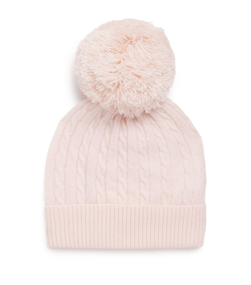 Purebaby cashmere cable-knit beanie, imported from the UK
