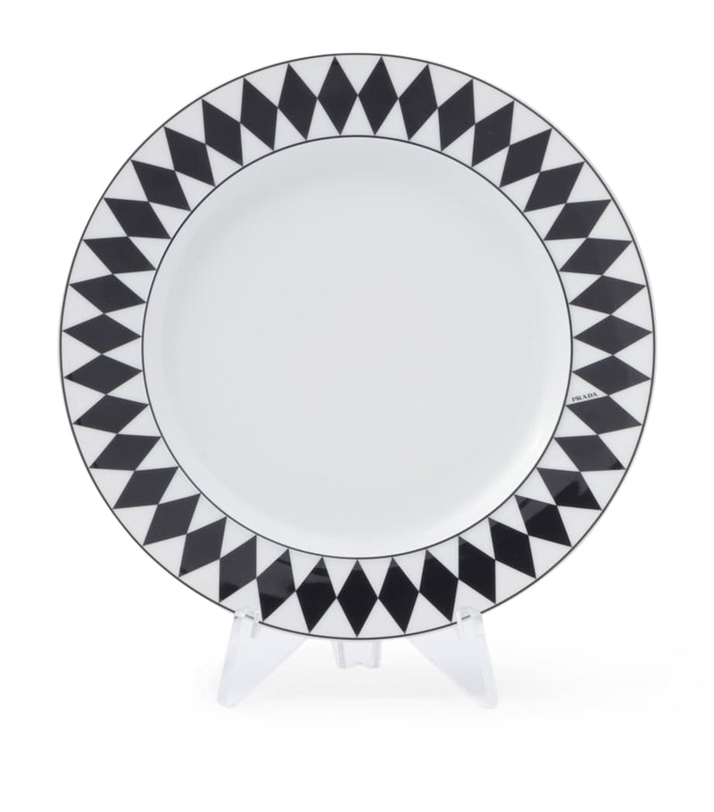 Prada porcelain chequerboard dessert plates set 22cm, imported from the UK