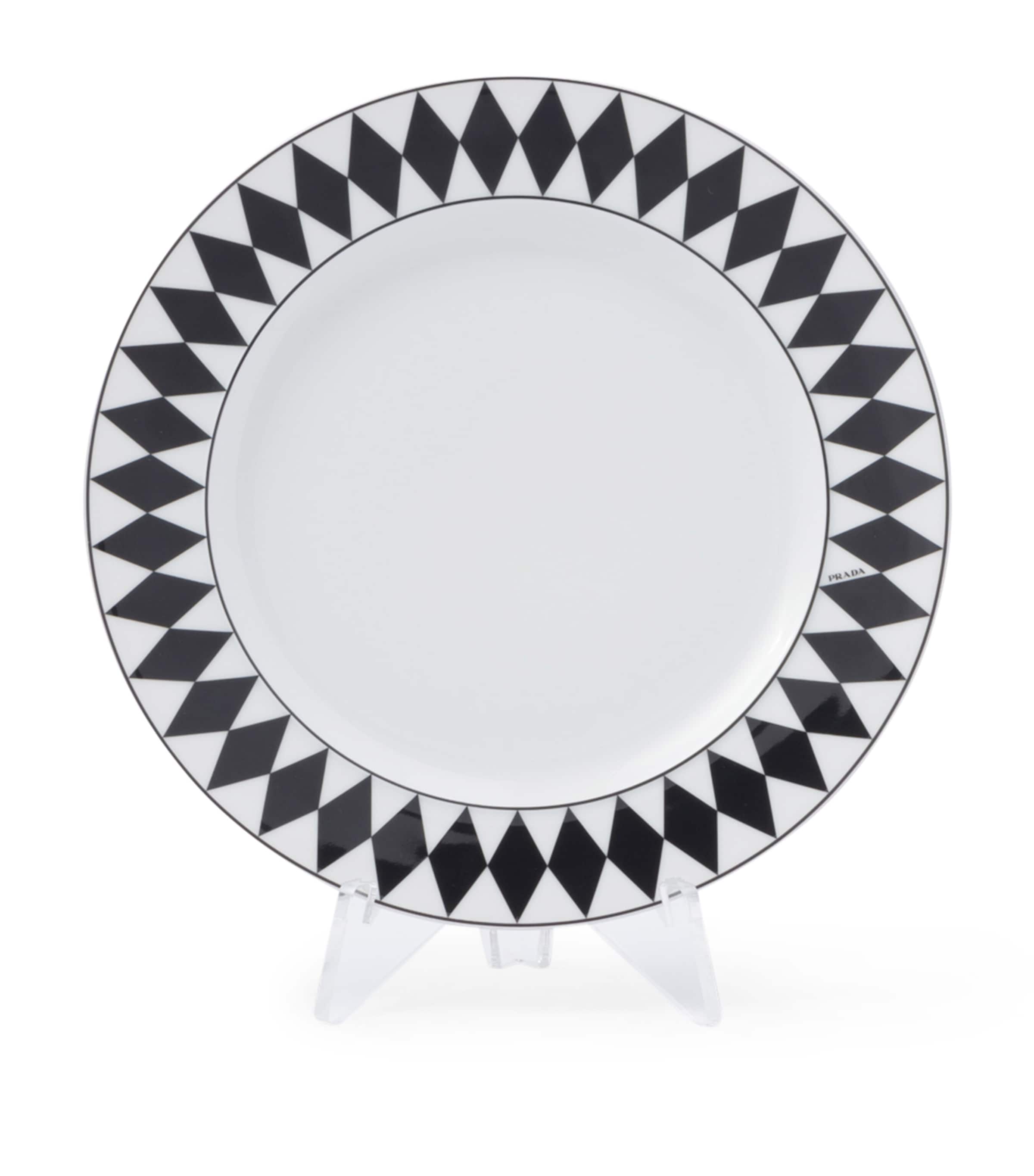Prada porcelain chequerboard dessert plates set 22cm, imported from the UK