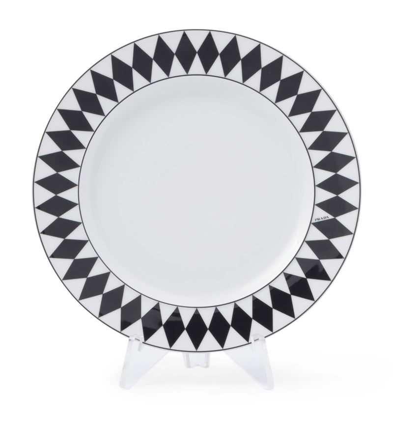 Prada porcelain chequerboard dessert plates set 22cm, imported from the UK