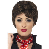 Smiffys Grease Rizzo brown short wig, imported from the UK