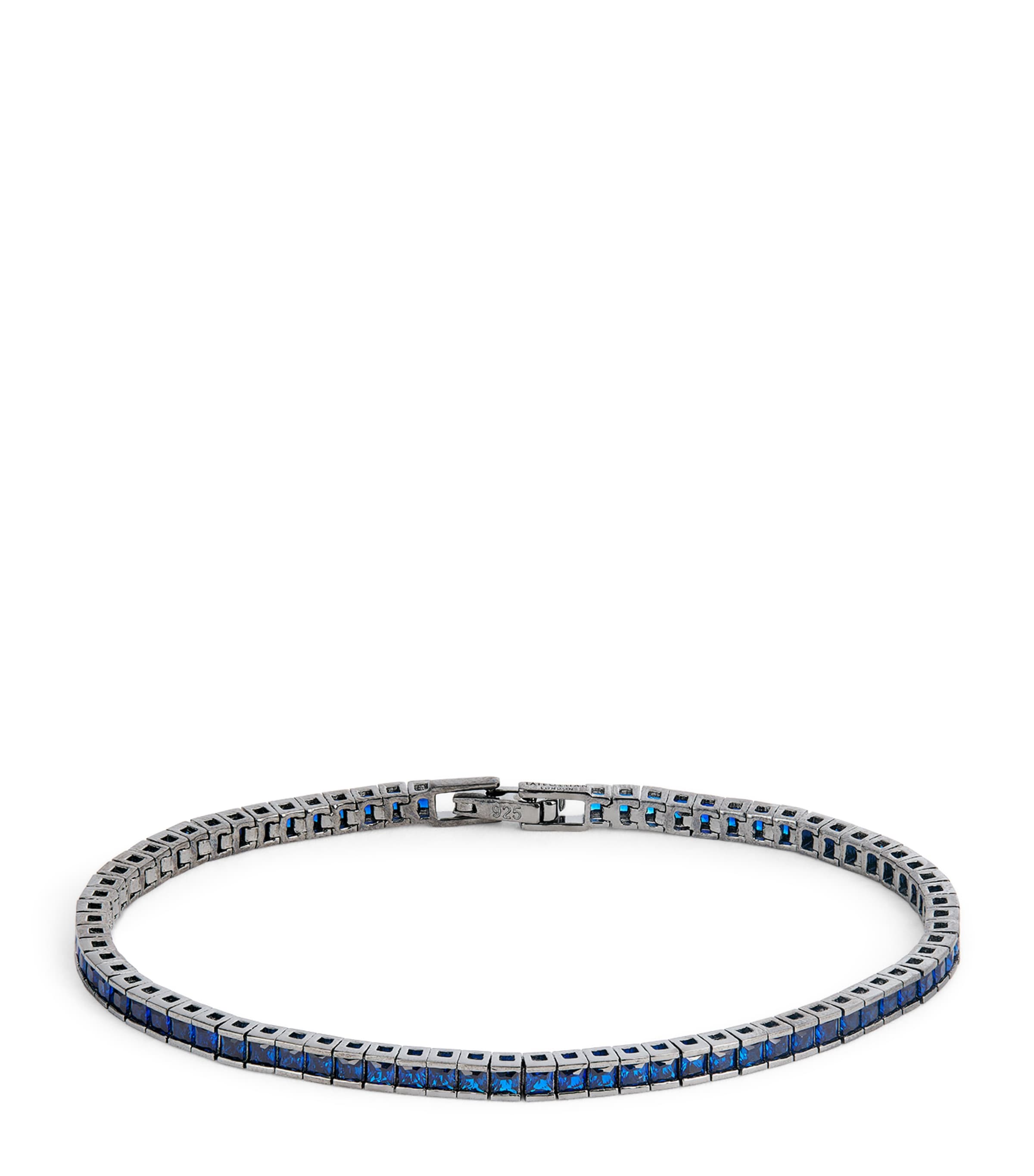 Tateossian tennis bracelet with blue spinel stones (British brand)