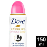 Dove Advanced Antiperspirant Deodorant Invisible Care 200ml GOODS Superdrug 150ML  