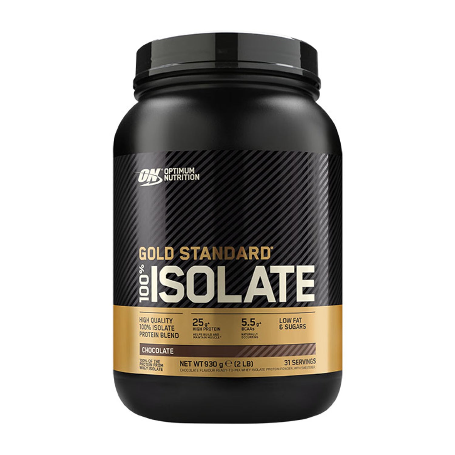 Optimum Nutrition whey protein isolate chocolate flavour 930g, imported from the UK