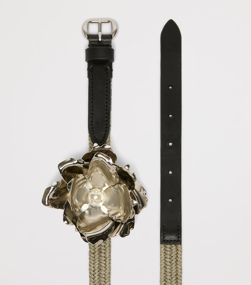 Weekend Max Mara flower belt leather-linen 2cm - British product