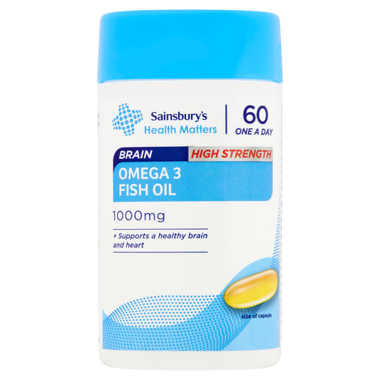 Sainsbury's Heart Omega 3 Fish Oil 1000mg Capsules 1 a Day x60 bone & joint care Sainsburys   