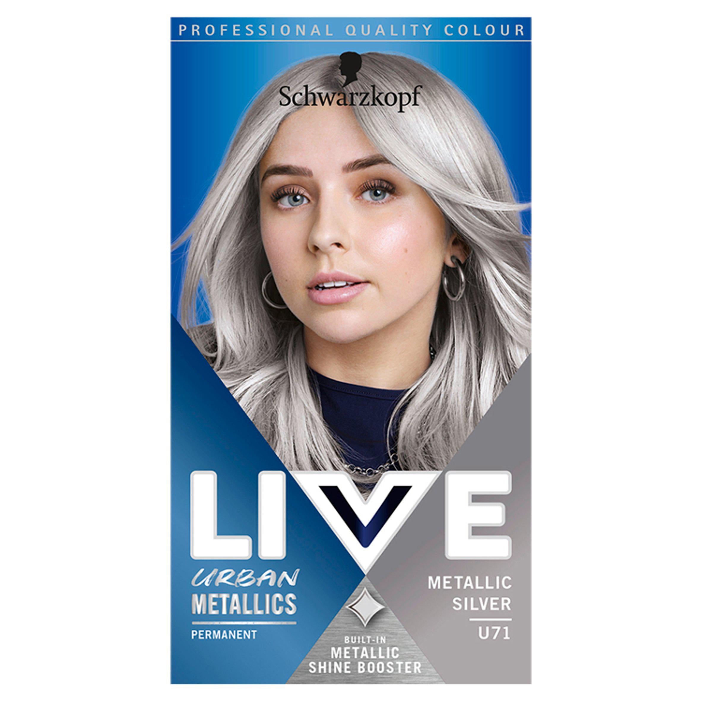 Schwarzkopf Live Intense Colour Urban Metallics Permanent Hair Dye Metallic Silver U71 Beauty at home Sainsburys   