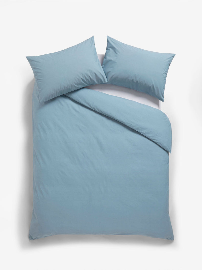Blue slate duvet cover and pillowcase set - British product