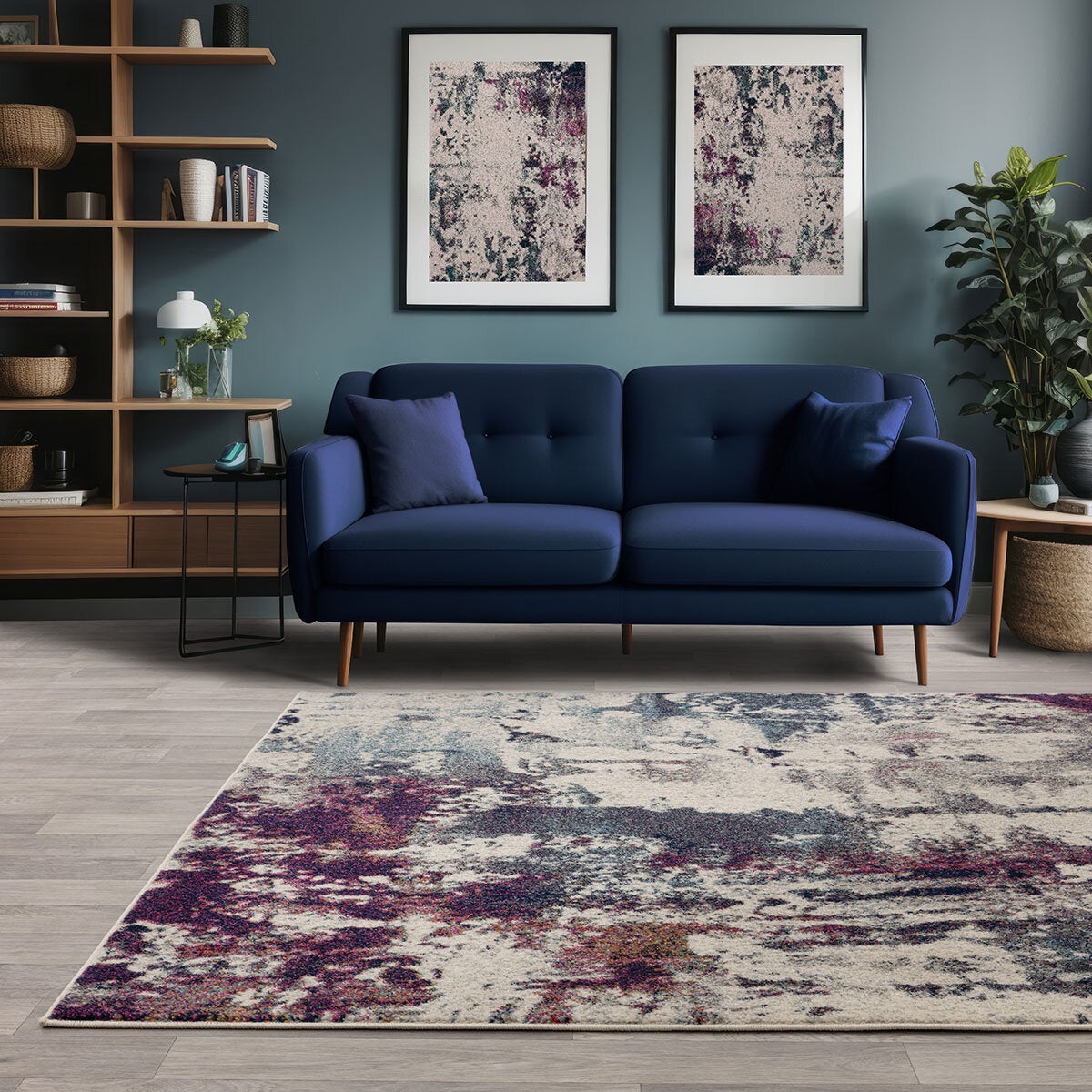 Asiatic Nova Navy Multi Rug available in 2 sizes (British brand)