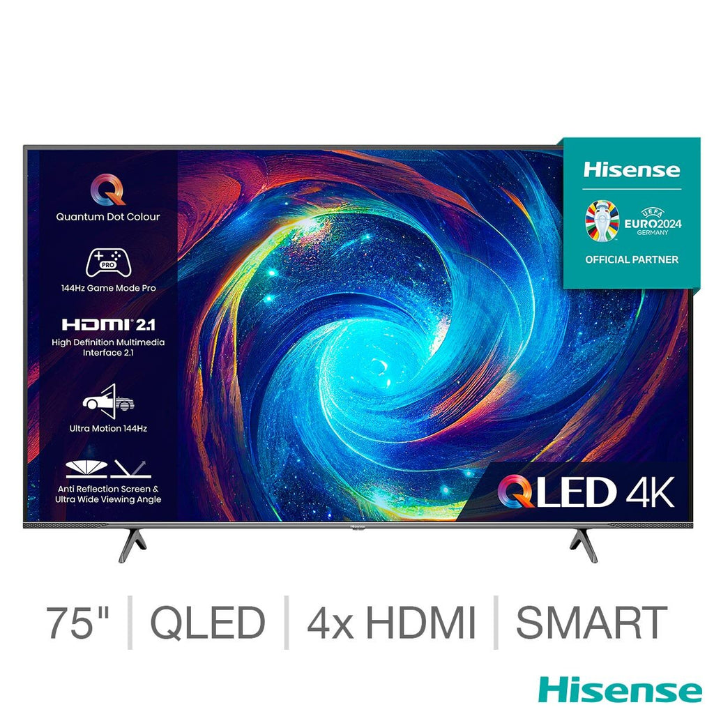 Hisense 75E7KQTUK PRO 75 Inch QLED 4K UHD 144Hz Smart TV