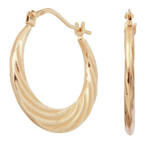 Revere 9ct gold swirl effect hoop earrings 20mm (British brand)