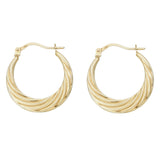 Revere 9ct gold swirl effect hoop earrings 20mm (British brand)