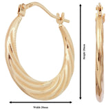 Revere 9ct gold swirl effect hoop earrings 20mm (British brand)