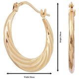 Revere 9ct gold swirl effect hoop earrings 20mm (British brand)