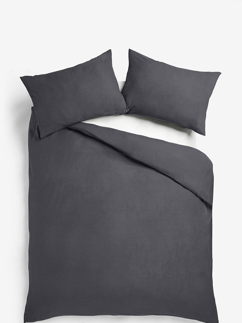 Charcoal Grey Supersoft 100% Brushed Cotton Duvet Cover Plain and Pillowcase Set