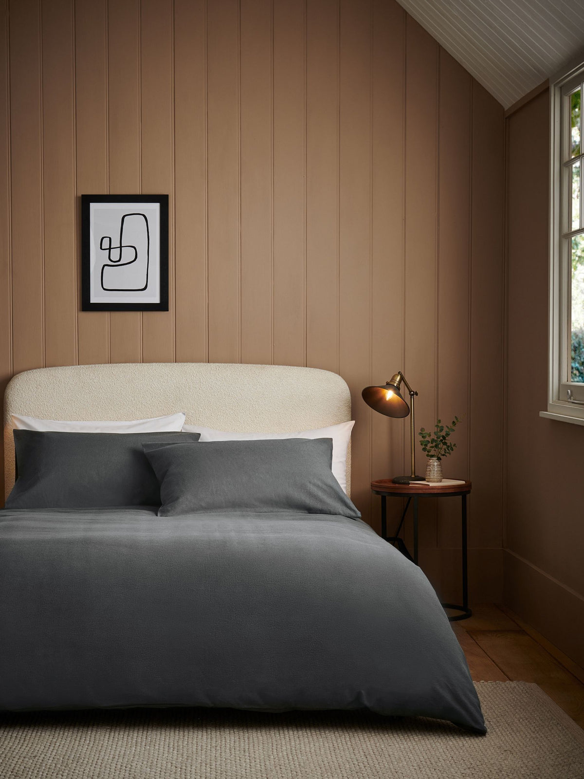 Charcoal grey supersoft brushed cotton duvet cover and pillowcase set - British product