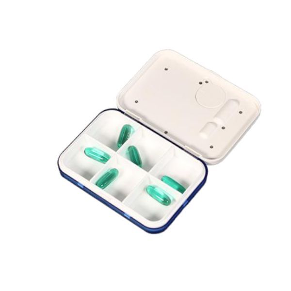 Lifemax pill box with 5 alarms and six compartments (British brand)