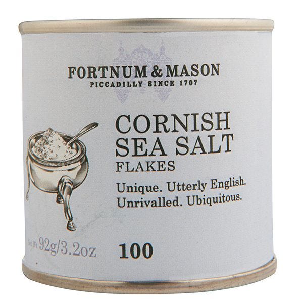 Cornish Sea Salt flakes in a 92g tin from Cornwall (British brand)