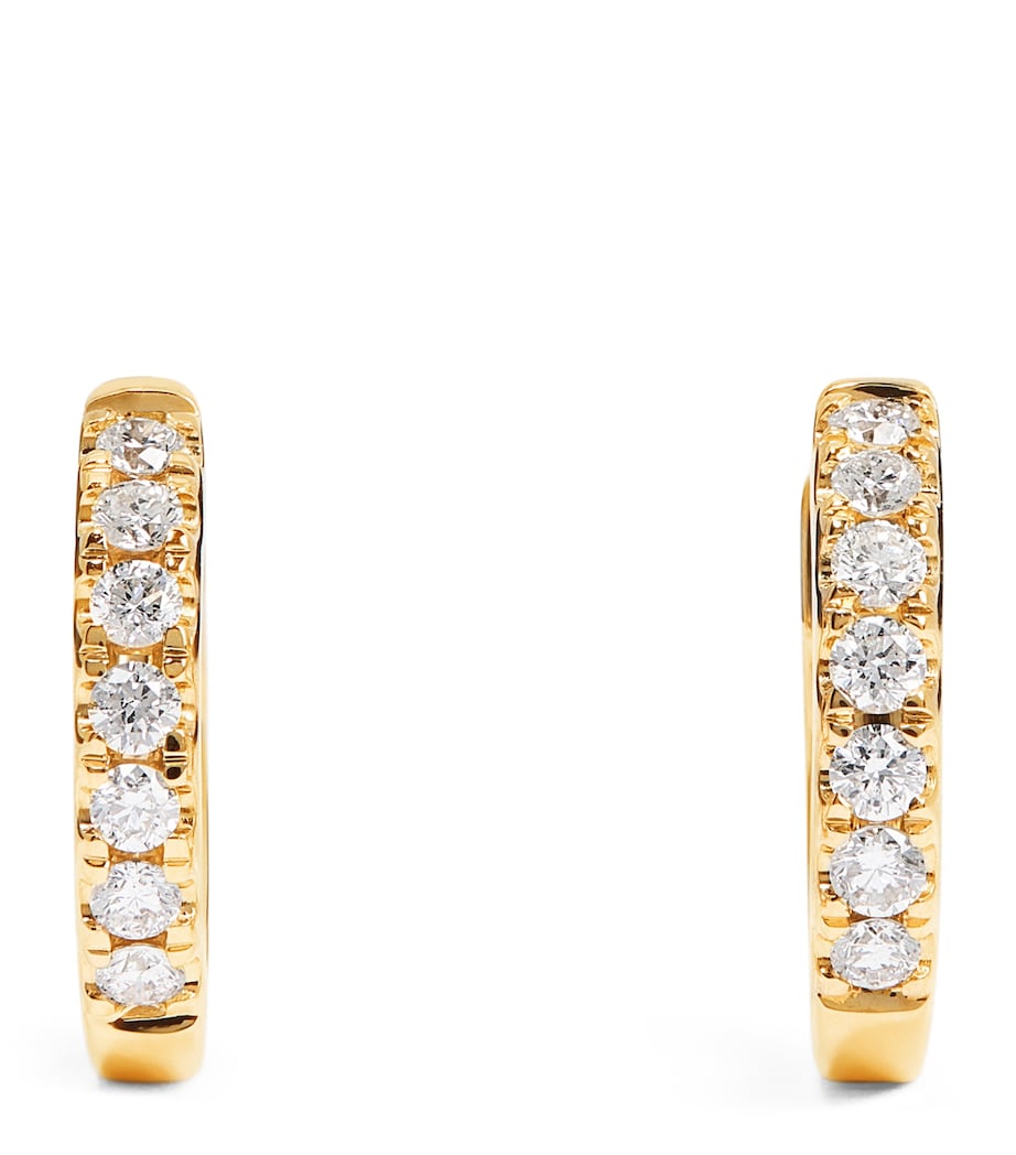 Harrods yellow gold diamond huggie earrings 0.20ctw, imported from the UK