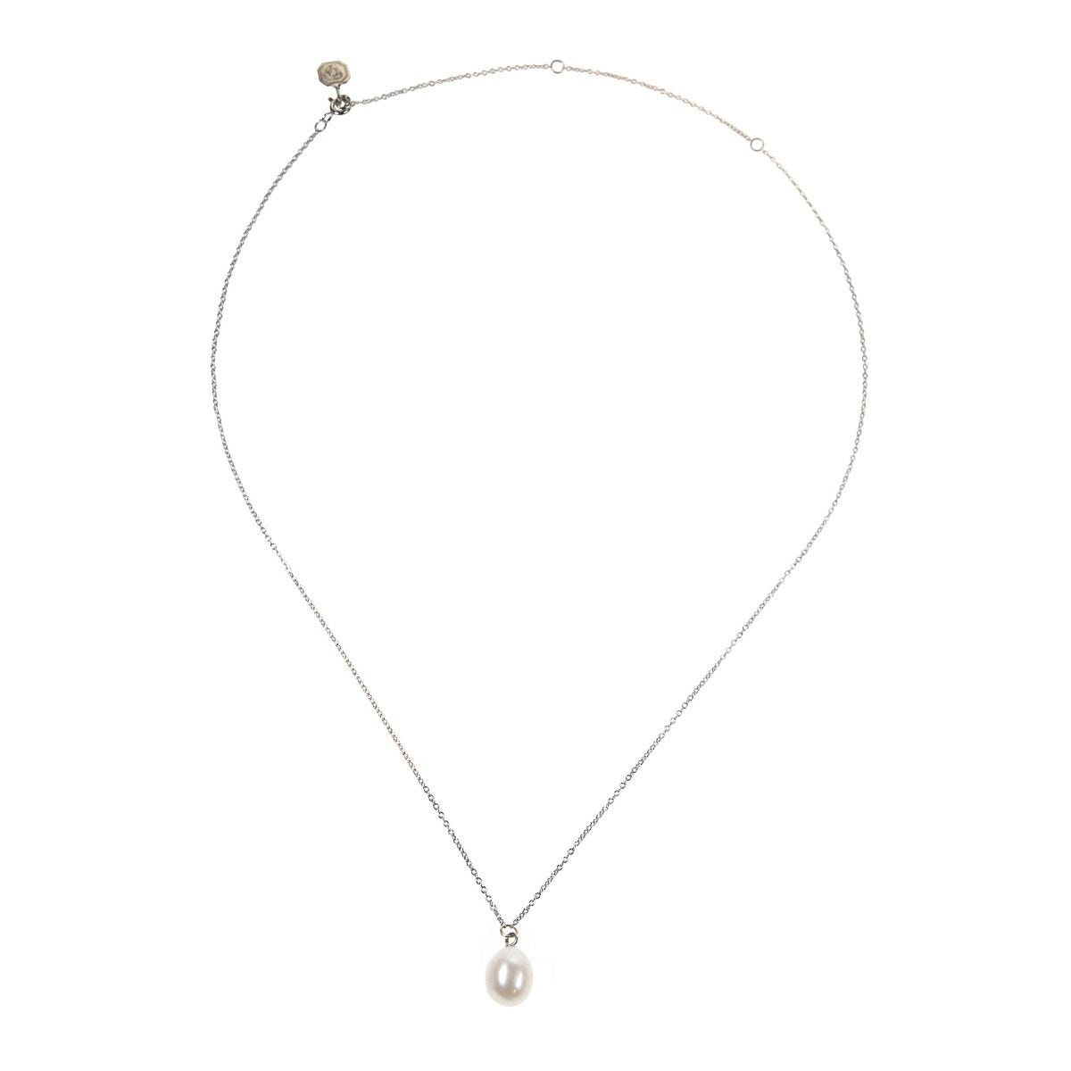 Coleman Douglas single white pearl drop necklace, imported from the UK