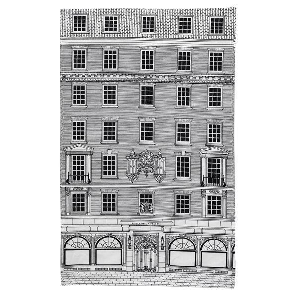 Fortnum's tea towel with Rory Dobner façade design, 50x70cm - British product