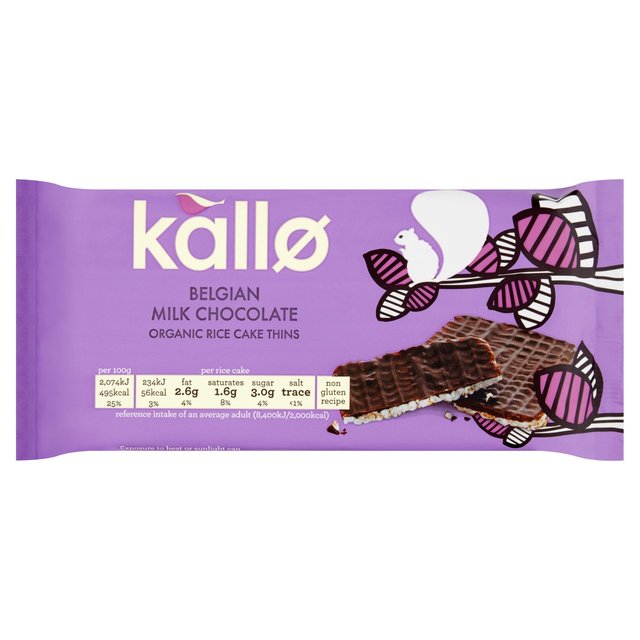 Kallo Organic Milk Chocolate Rice Cake Thins   90g