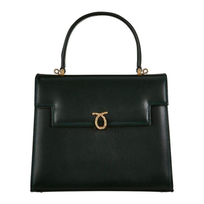 Launer Traviata calf leather tote handbag in Bottle Green - British product