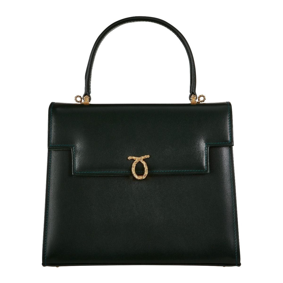 Launer Traviata calf leather tote handbag in Bottle Green - British product