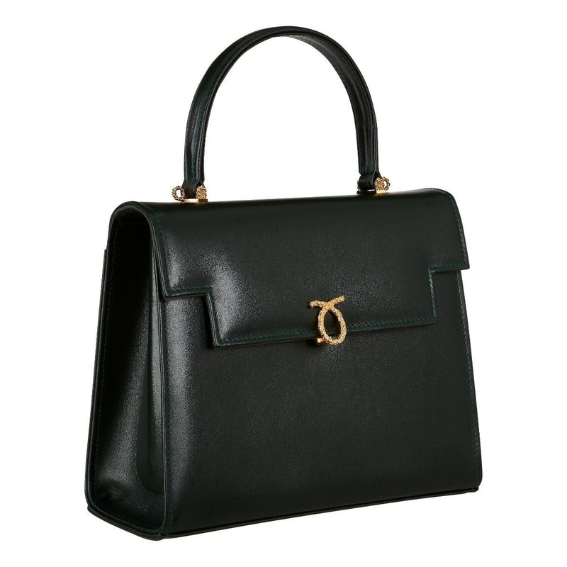 Launer Traviata calf leather tote handbag in Bottle Green - British product